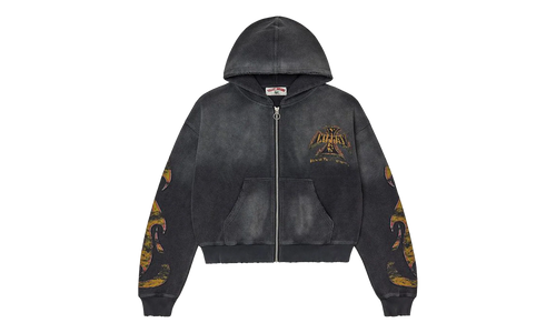 Reborn Waffle Knit Zip Up "Black" VAL139