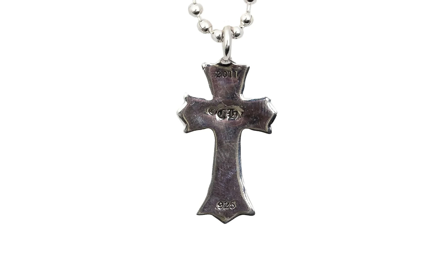 Double Cross Silver Pendant & Ball Chain "Silver" CHRM0666