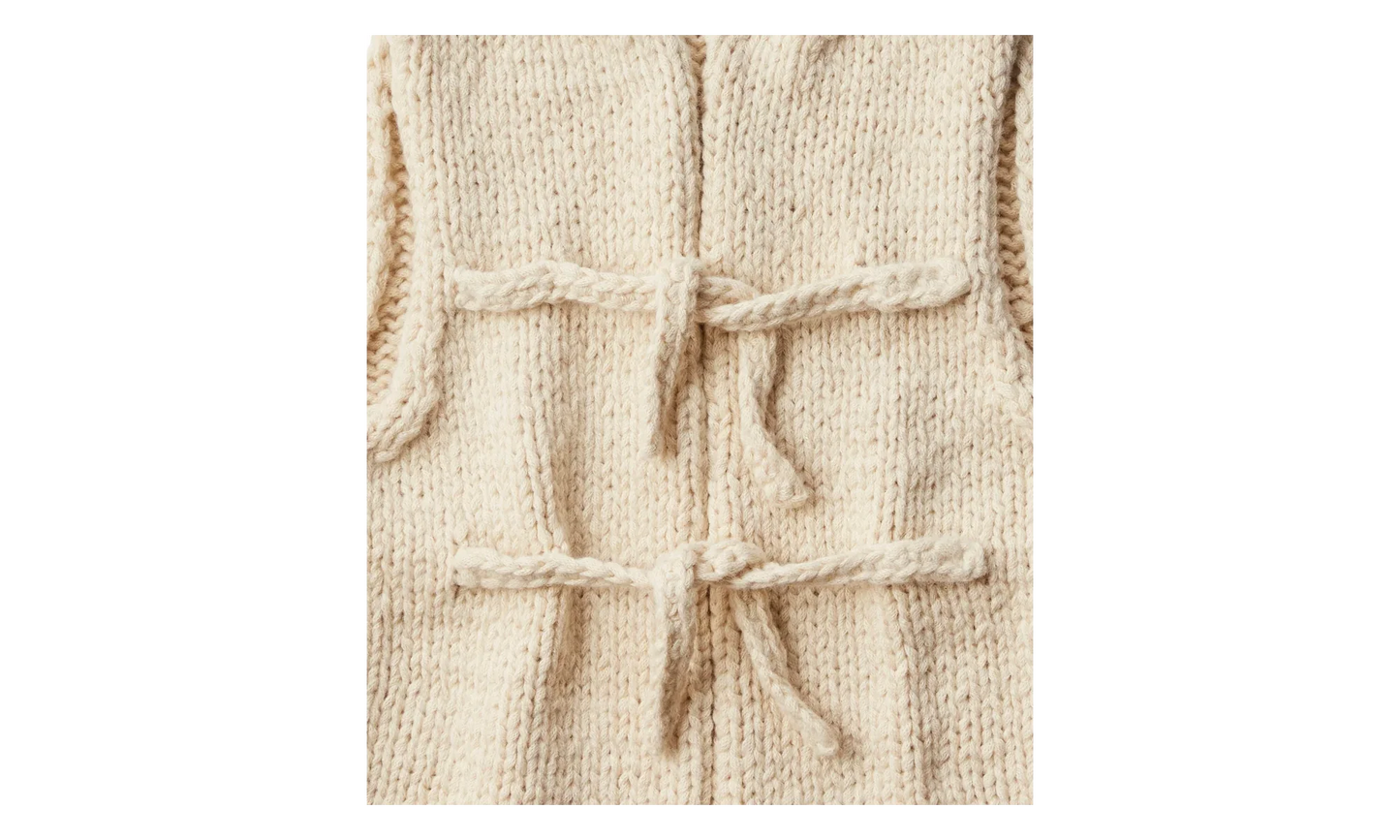Hand Knit Vest "White" 963978