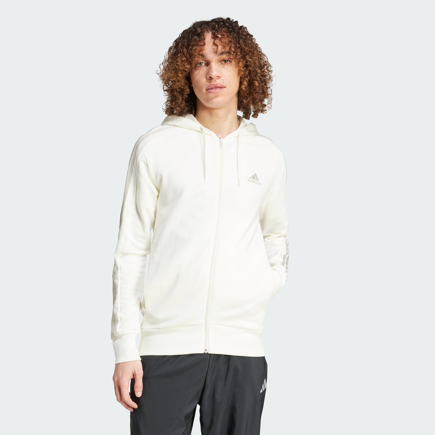 Men's adidas Essentials French Terry 3-Stripes Full-Zip Hoodie