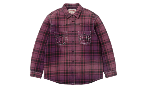 True Religion Quilted Lined Plaid Flannel Jacket "FW25 - Purple" SU27248