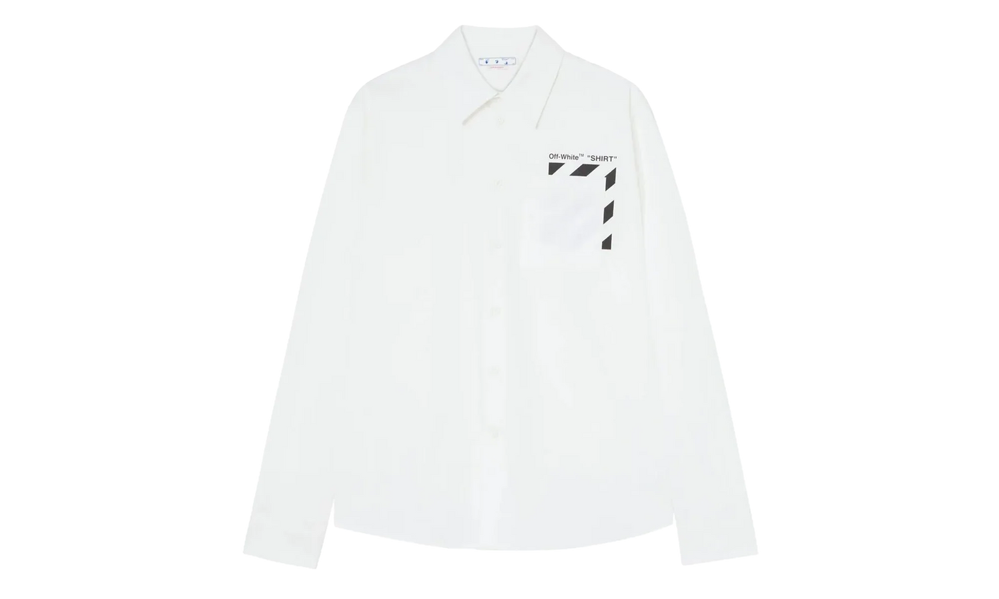 Diagonal Pocket Button Up Shirt "White" OMGA220C99FAB0010110