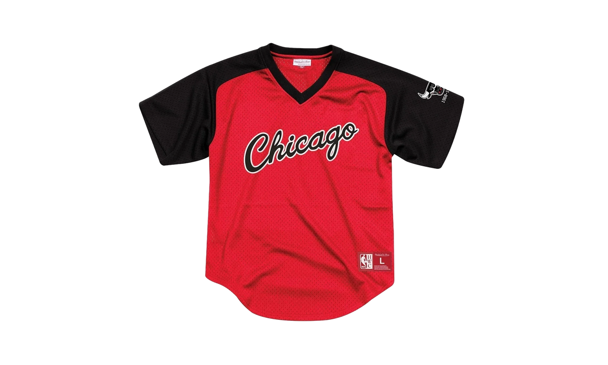 NBA Final Seconds Mesh V-Neck Shirt "Chicago Bulls - Red" BA87OQ CBU R FL3