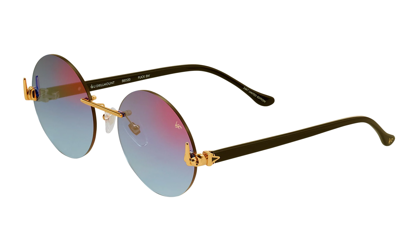 508 Rimless Drill Mount F.U. Edition 24KT "Yellow Gold / Black / Grape Pop" DMMF2 0009 16T7