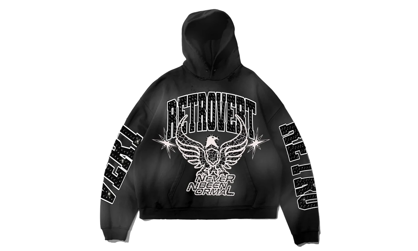 Rhinestone Never Been Normal Hoodie "Black" RET007