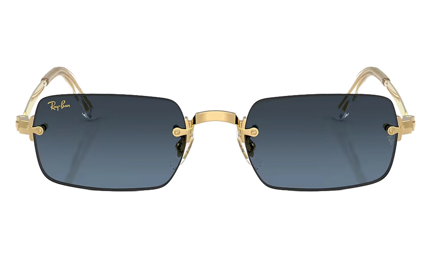 A$AP Rocky x Ray-Ban Rimless Square Glasses "Polished Arista Gold - Blue Gradient Dark Grey" 0RB3928 001/S2