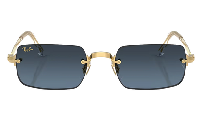 A$AP Rocky x Ray-Ban Rimless Square Glasses "Polished Arista Gold - Blue Gradient Dark Grey" 0RB3928 001/S2