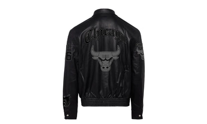 Chicago Bulls Leather Old English Varsity Jacket "Black" NBA CHI BUL 102