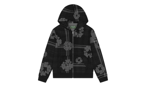 Plaid Cotton Wreath Zip Hoodie "Black" DT390