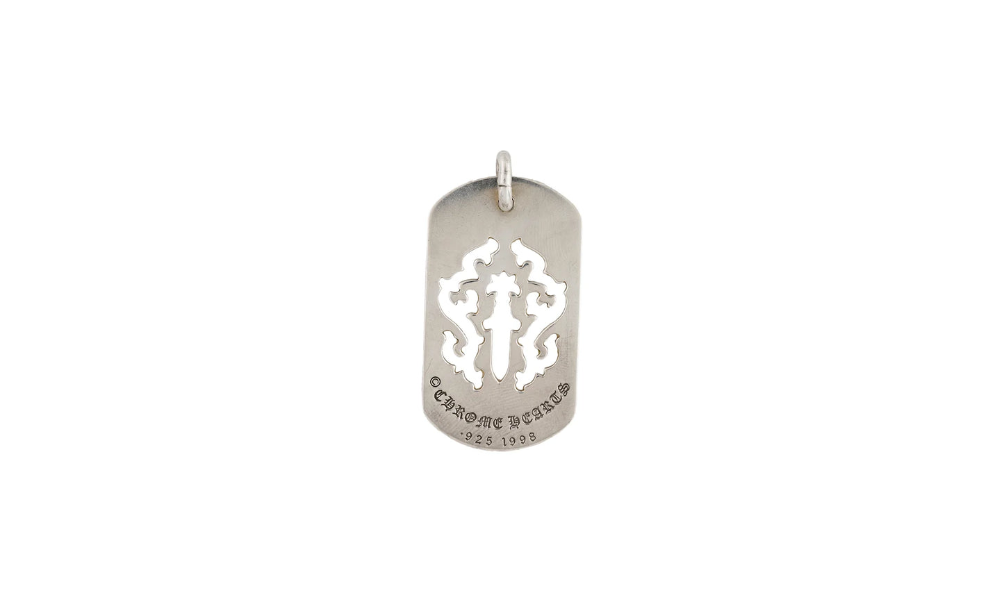 CUT OUT DAGGER DOG TAG & Ball Chain "Silver" CHRM0663