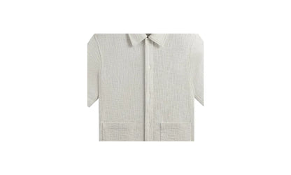 Textured Cotton Boxy Collared Overshirt "Off White" KHM032170 104