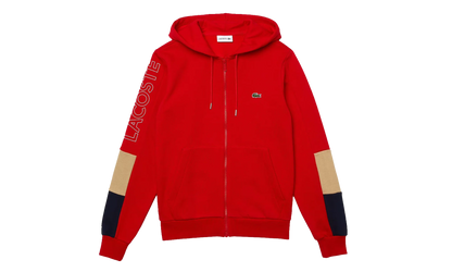 Fleece Zip-Up Hoodie "Red / Beige / Navy" SH6885 51 1FU