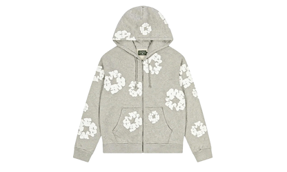 Cotton Wreath Zip Up Hooded Sweatshirt "Grey" DT373