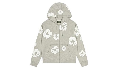 Cotton Wreath Zip Up Hooded Sweatshirt "Grey" DT373