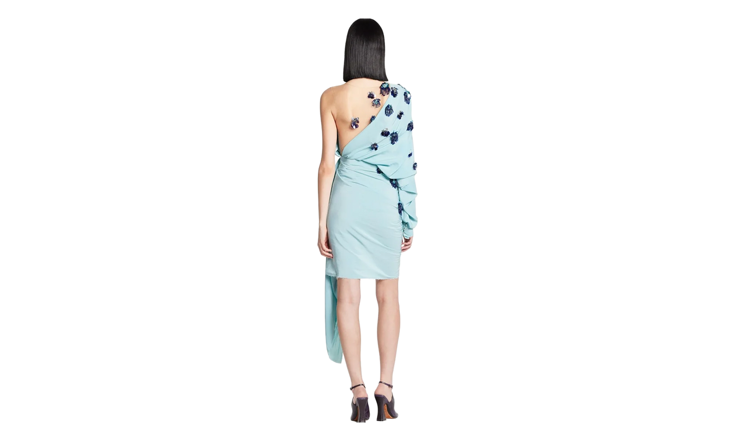 DRAPED EMBROIDERED DRESS "MENTHE" RW DR9022 4778 E22 421