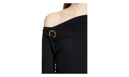 DRAPED MIDI DRESS WITH BROOCH "Black" RW DR0004 4792 P23_10