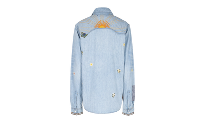 Crochet And Patch Denim Shirt "Blue" XTPS 0219