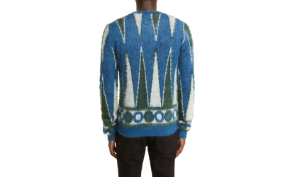 Backgammon Mohair-Blend Cardigan "Green / White" MKC008 344