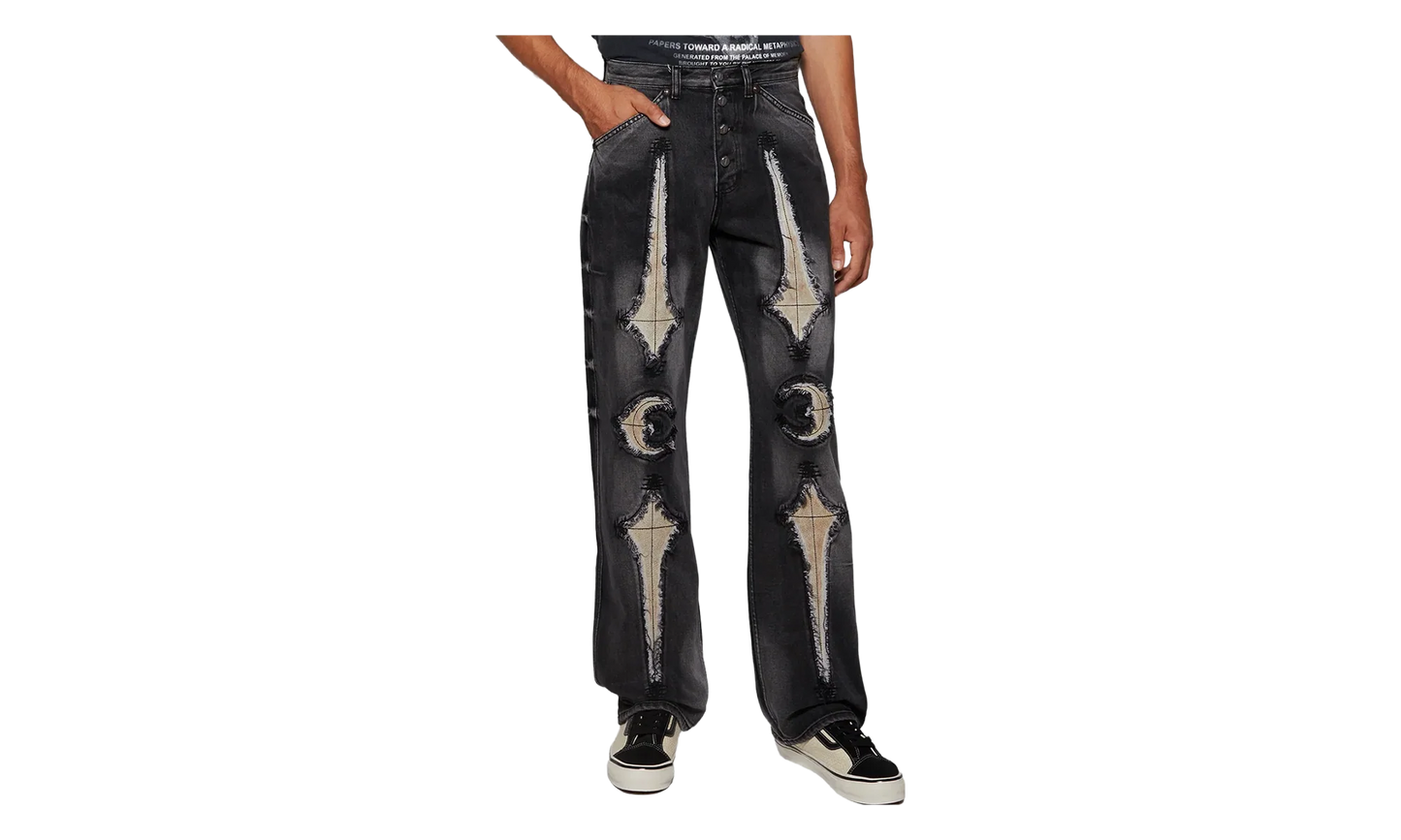 TC Bone Leather Denim Pants "Black" TC25PT2102