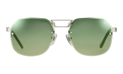 CEO Bevel Rimless Drill Mount 18KT "White Gold / Pastel Green Gradient Flash Silver" DMCE2 0008 48B3