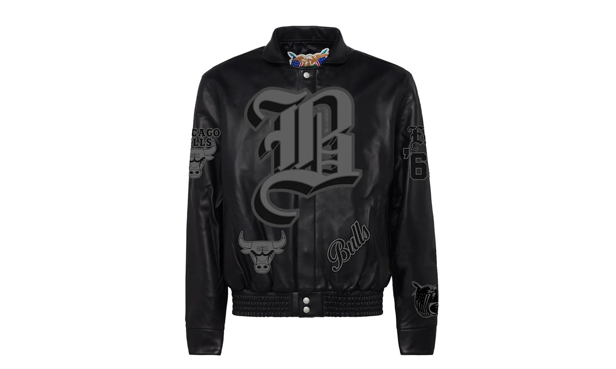 Chicago Bulls Leather Old English Varsity Jacket "Black" NBA CHI BUL 102