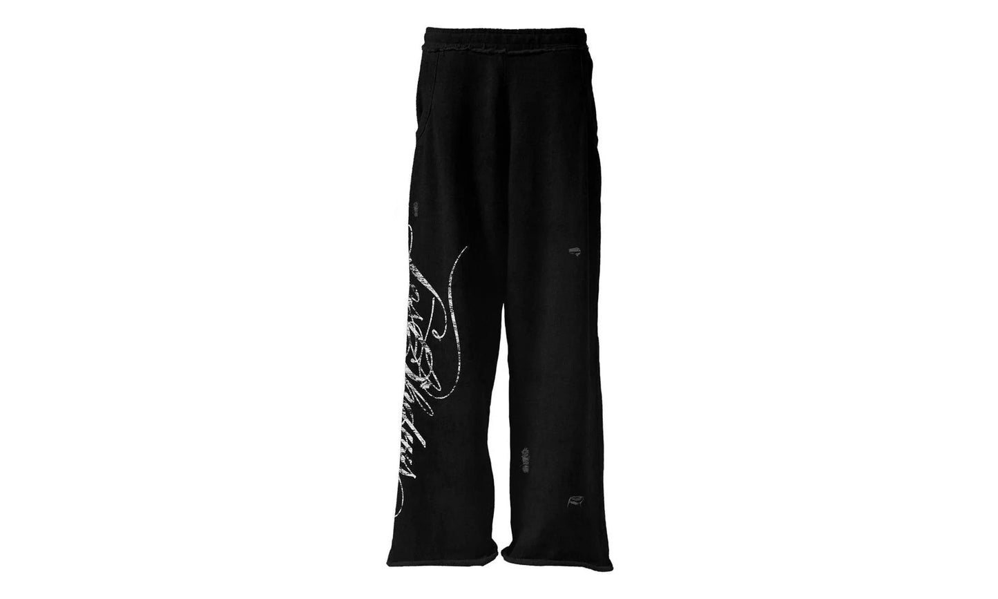 Distressed Script Sweatpants "Black" 10062655