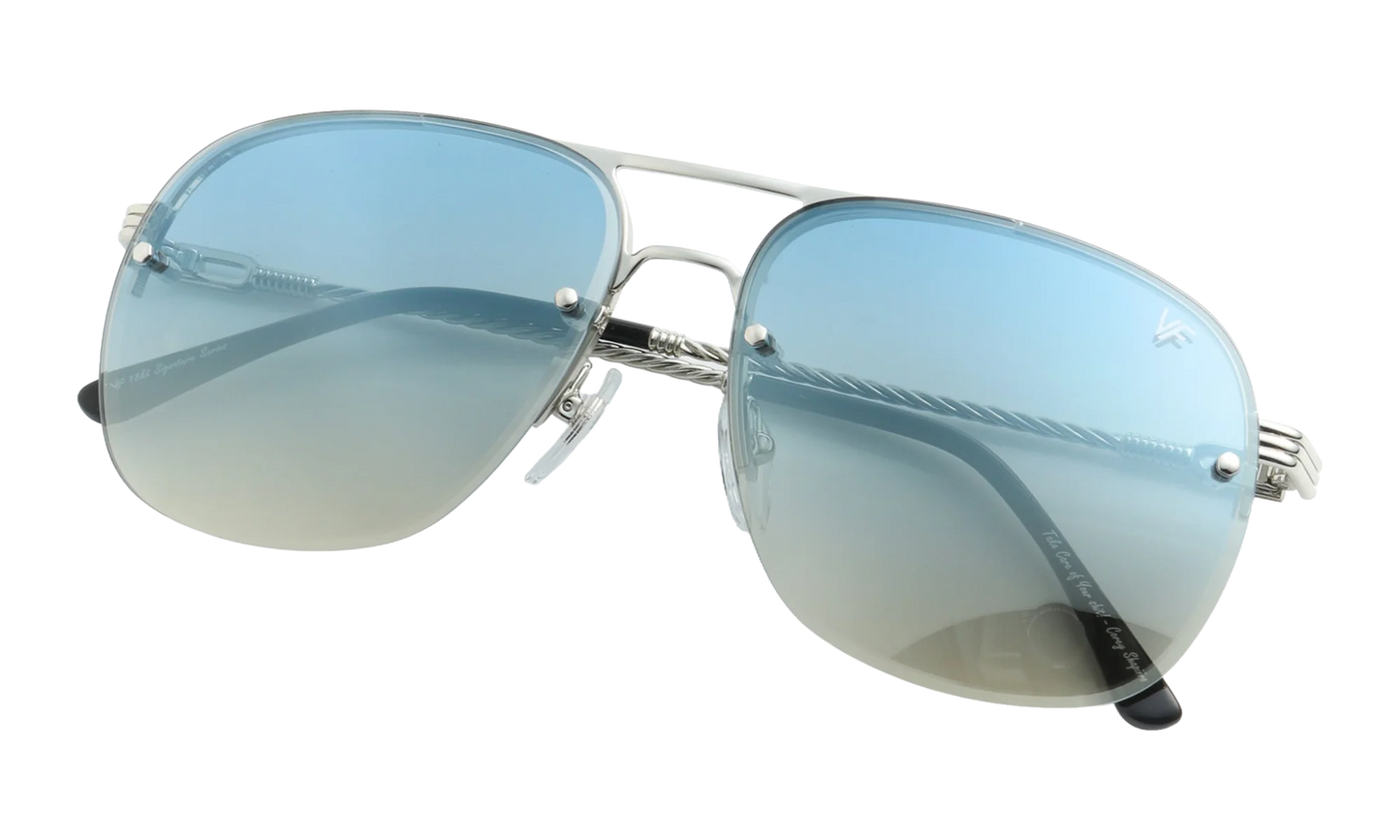 Snatch Bevel Rimless Drill Mount 18KT "White Gold / Pastel Blue Flash Silver" DMSN2 0005 48C5
