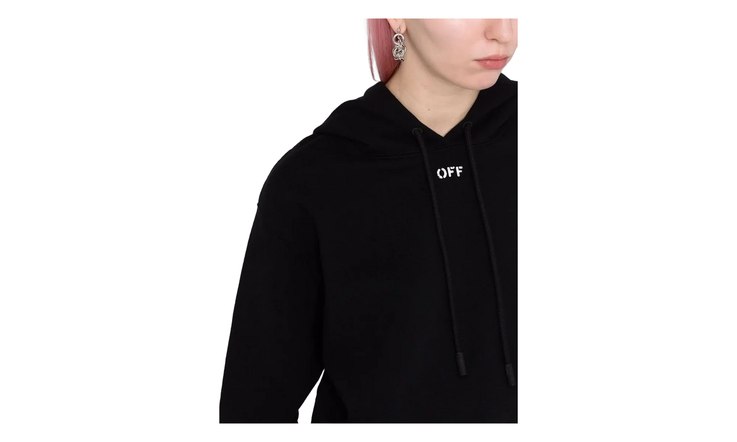 Off Stamp Cropped Hoodie WMNS "Black" OWBB016C99JER0011001