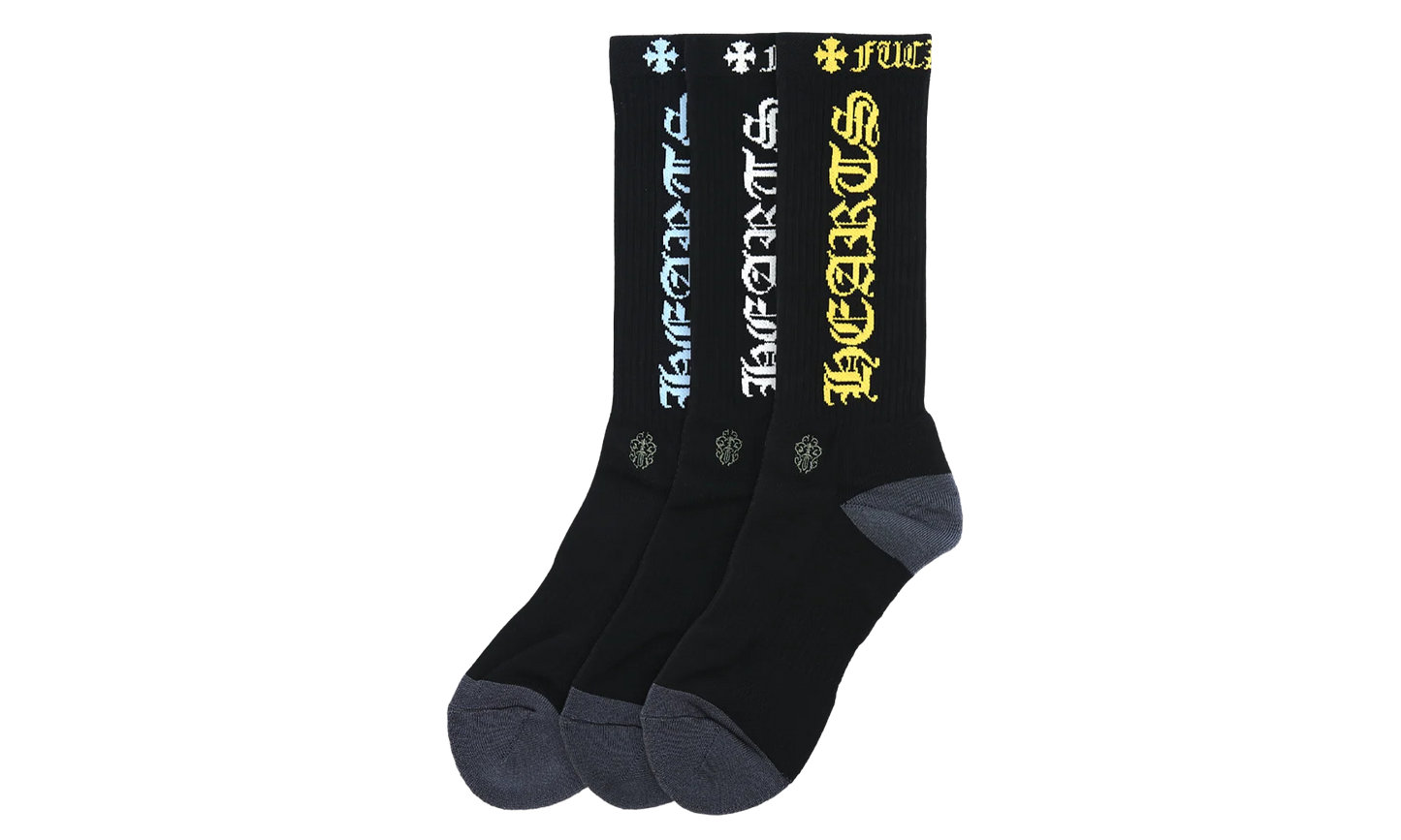 Fuck You Logo Socks (3 Pack) "Black / Multi" CHRM0905