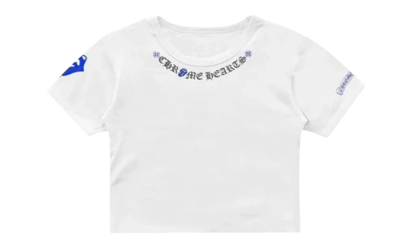 ROLLING STONES BLUE NECK LOGO CROPPED Tee "White" CHRM0782