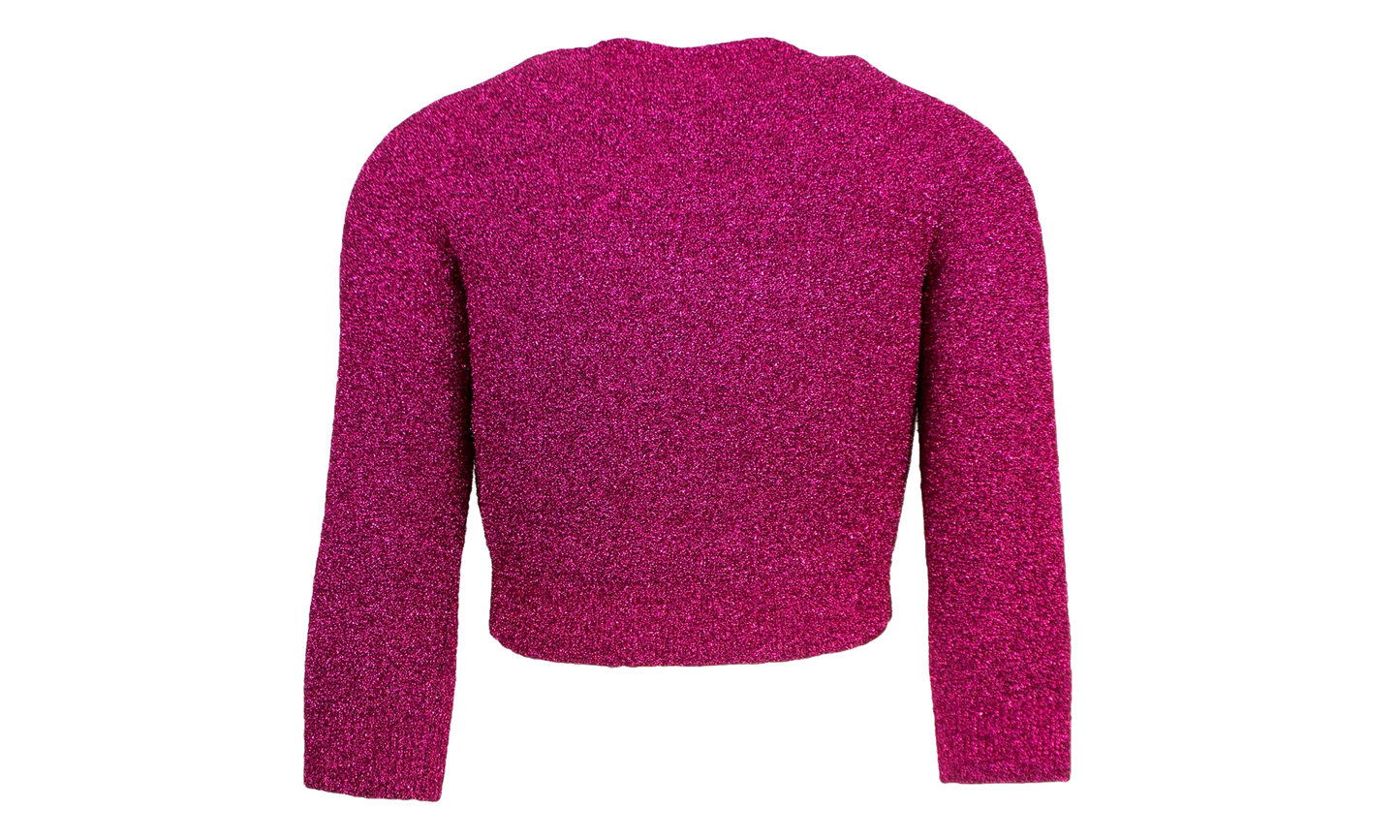 Cropped Crewneck Sweater "Pink Metallic" 482209 T6092 4407