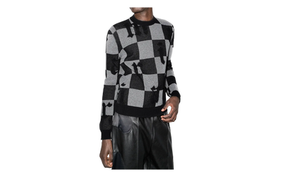 Logo Check Cashmere Crewneck Sweatshirt "Black / White" MKL018 004