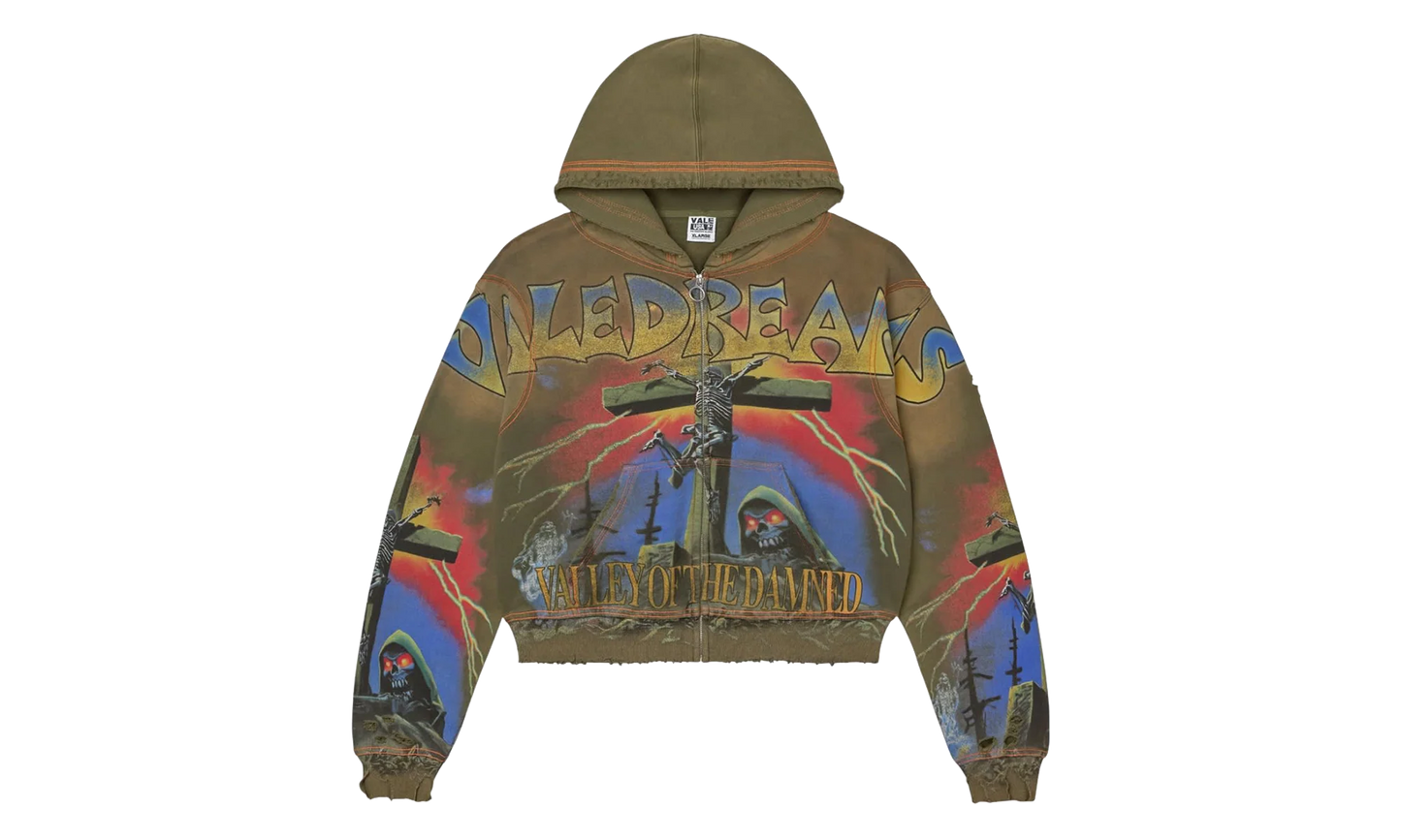 Damned Big Zip Up Hoodie "Green" VALE 11 007 VFDBZUOG GN