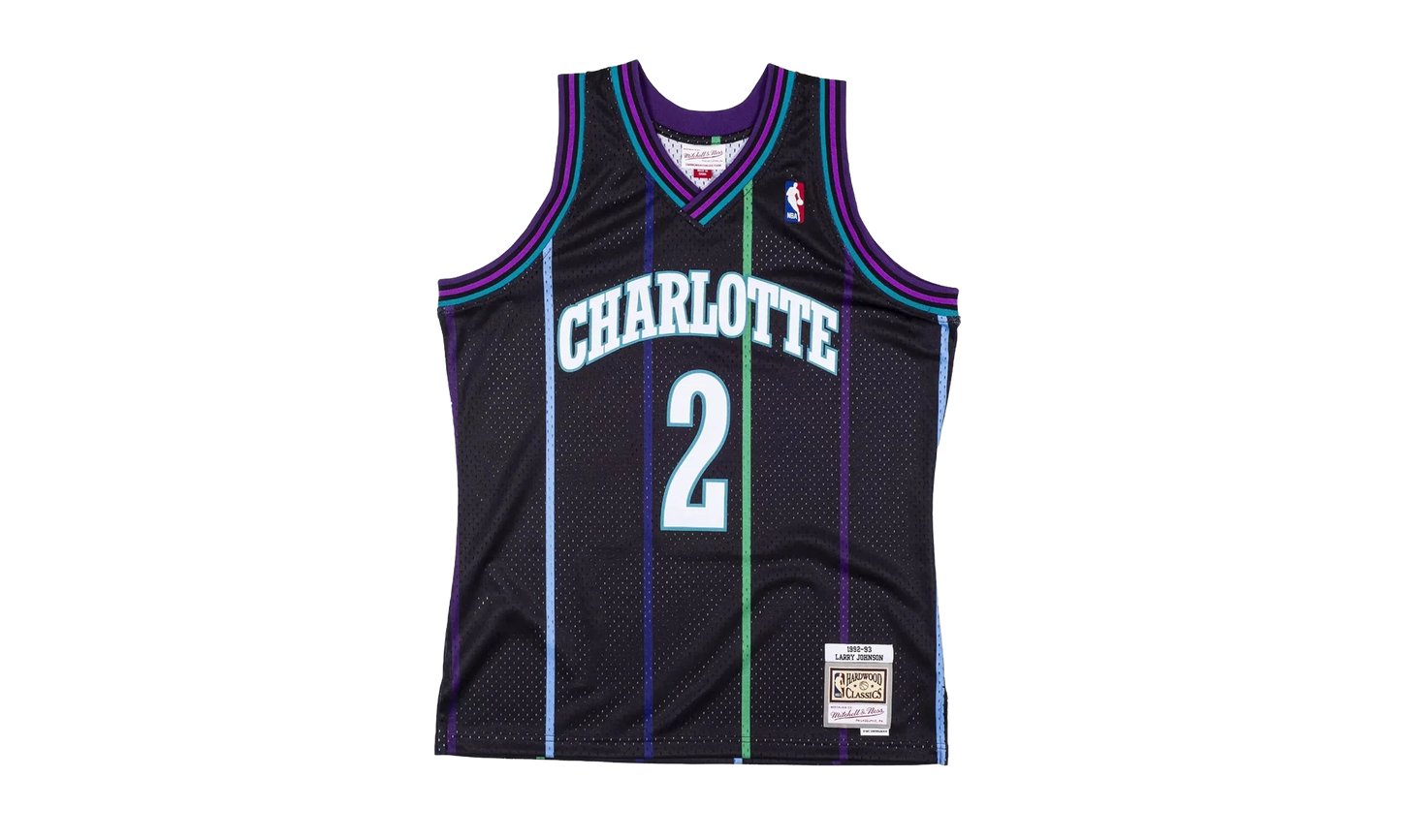 NBA Larry Johnson Reload Swingman Jersey "1992 Charlotte Hornets - Black" SMJYCP19277 CHOBLCK92LJO