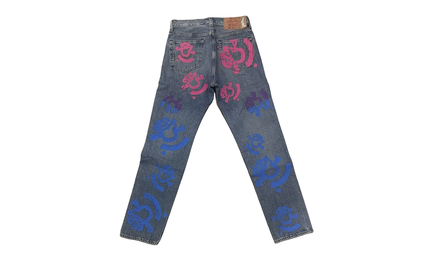 Bstroy Tears 501 Light Wash Jean "Pink / Blue" DT289