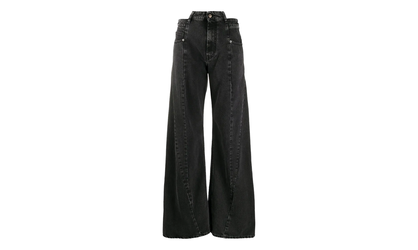 5 Pockets Asymmetrical Waist Jeans "Medium Stone Black" S51LA0133S30496961