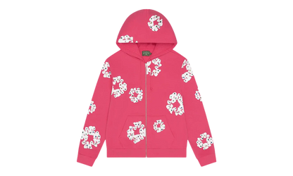 Rhinestone Cotton Wreath Zip Hoodie "Pink" DT510
