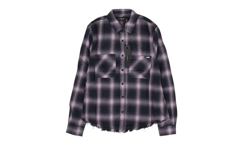 Black And White Shadow Plaid Shirt "Black and Lavender" AMR XTPS 0225