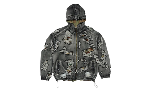 Hell Denim Camo Zip-Up Hoodie "Black" TC25JK2302