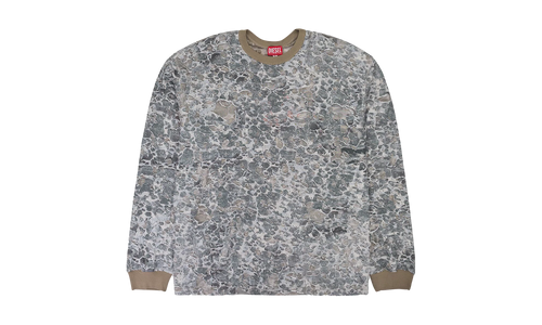 CAMO BURN OUT PRINT LONG SLEEVE T-SHIRT "Beige" A146010HNAS9DBA