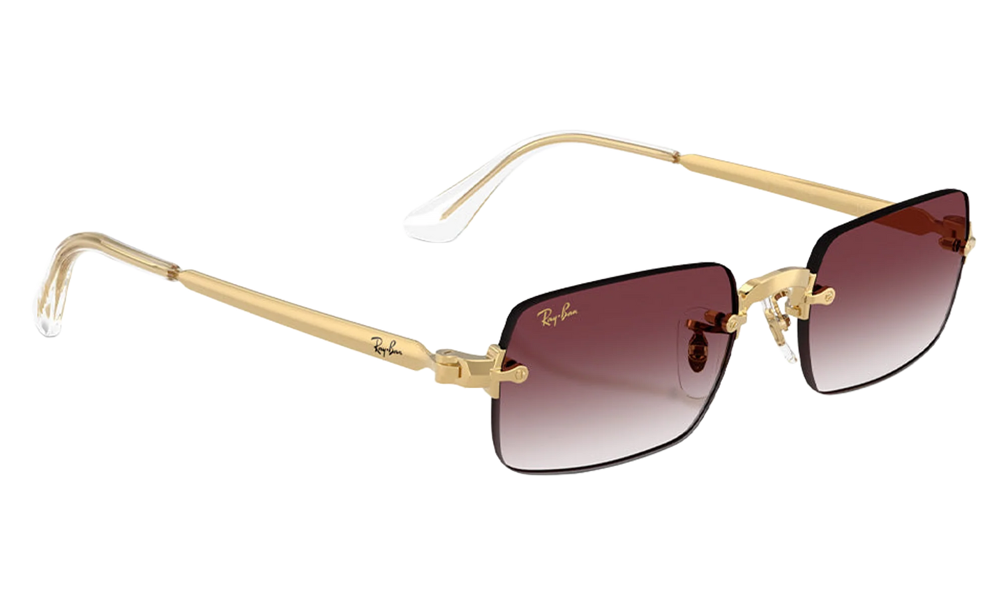Ray-Ban Rimless "A$AP Rocky - Polished Arista Gold with Clear Gradient Dark Violet Lens" RB3928 001 8H