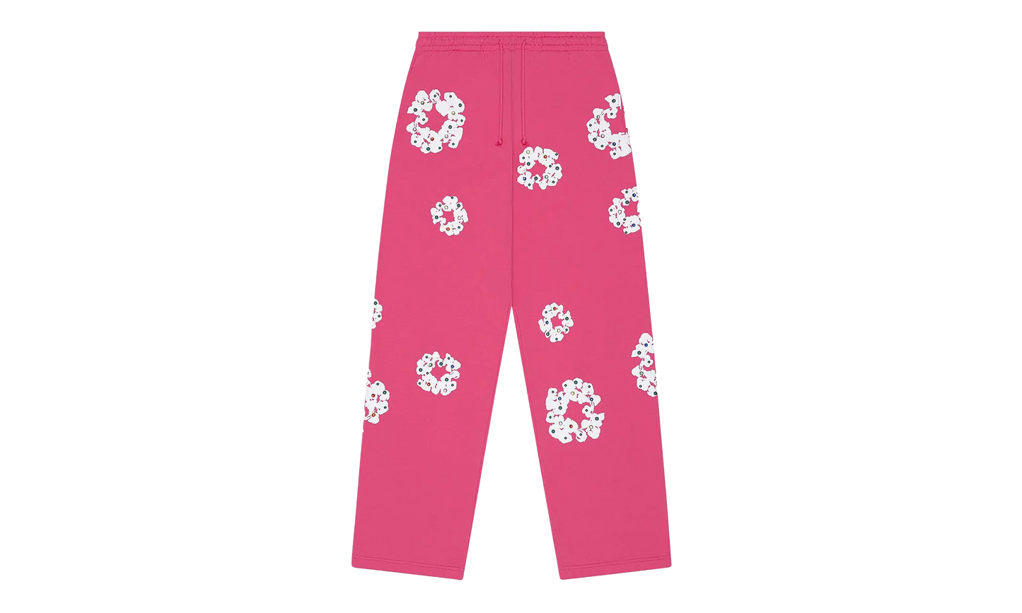 Rhinestone Cotton Wreath Sweatpants "Pink" DT515