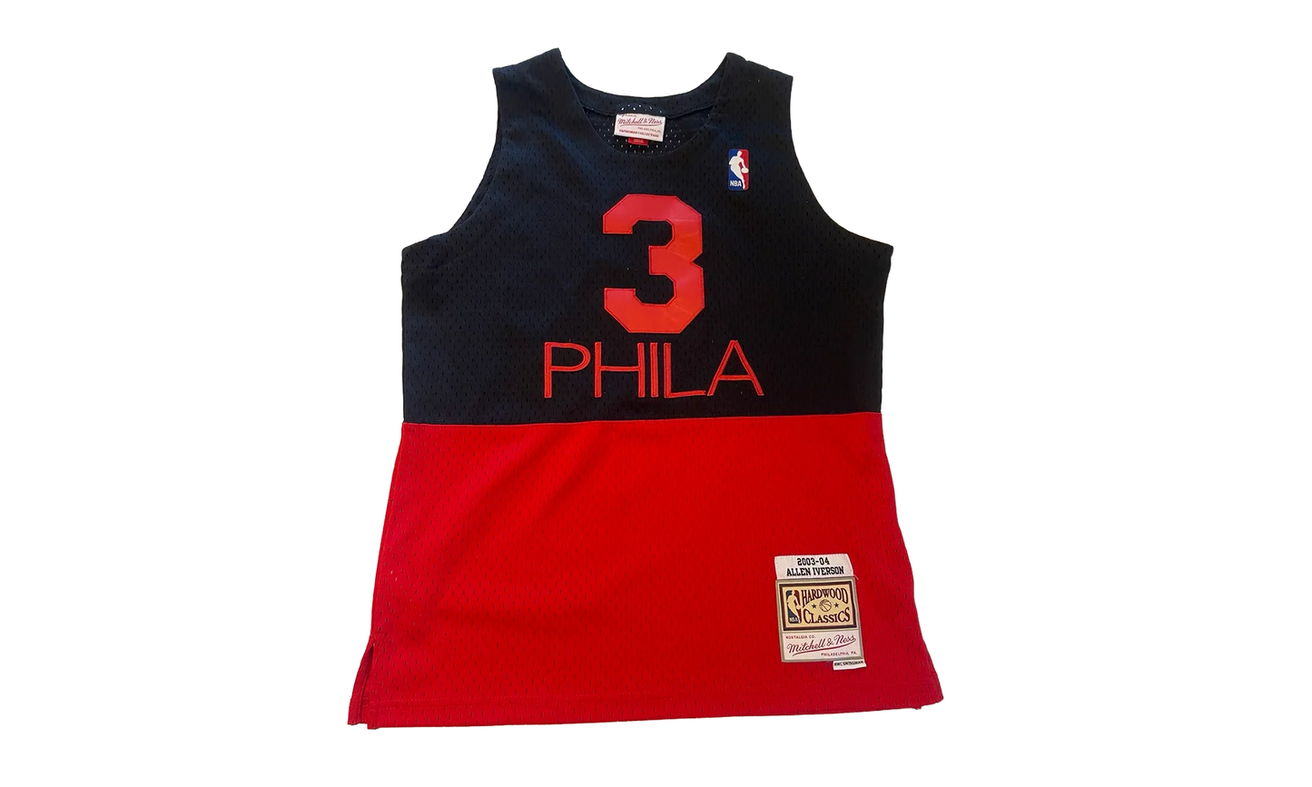 NBA Allen Iverson Reload 2.0 Swingman Jersey "2003 Philadelphia 76ers - Black / Red" SMJYGS20112 P76BKRD03AIV