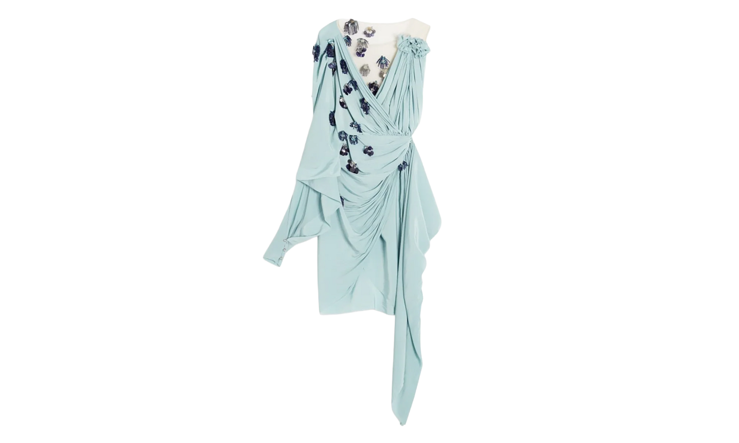 DRAPED EMBROIDERED DRESS "MENTHE" RW DR9022 4778 E22 421