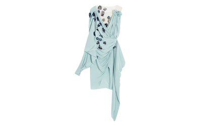 DRAPED EMBROIDERED DRESS "MENTHE" RW DR9022 4778 E22 421