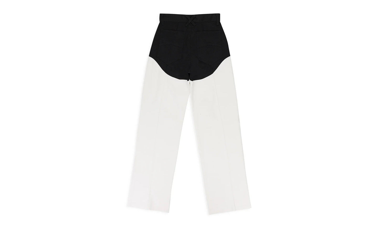 CUT OUT MOTO STRAIGHT PANTS "BLACK/WHITE" RHSS22PA003131190119