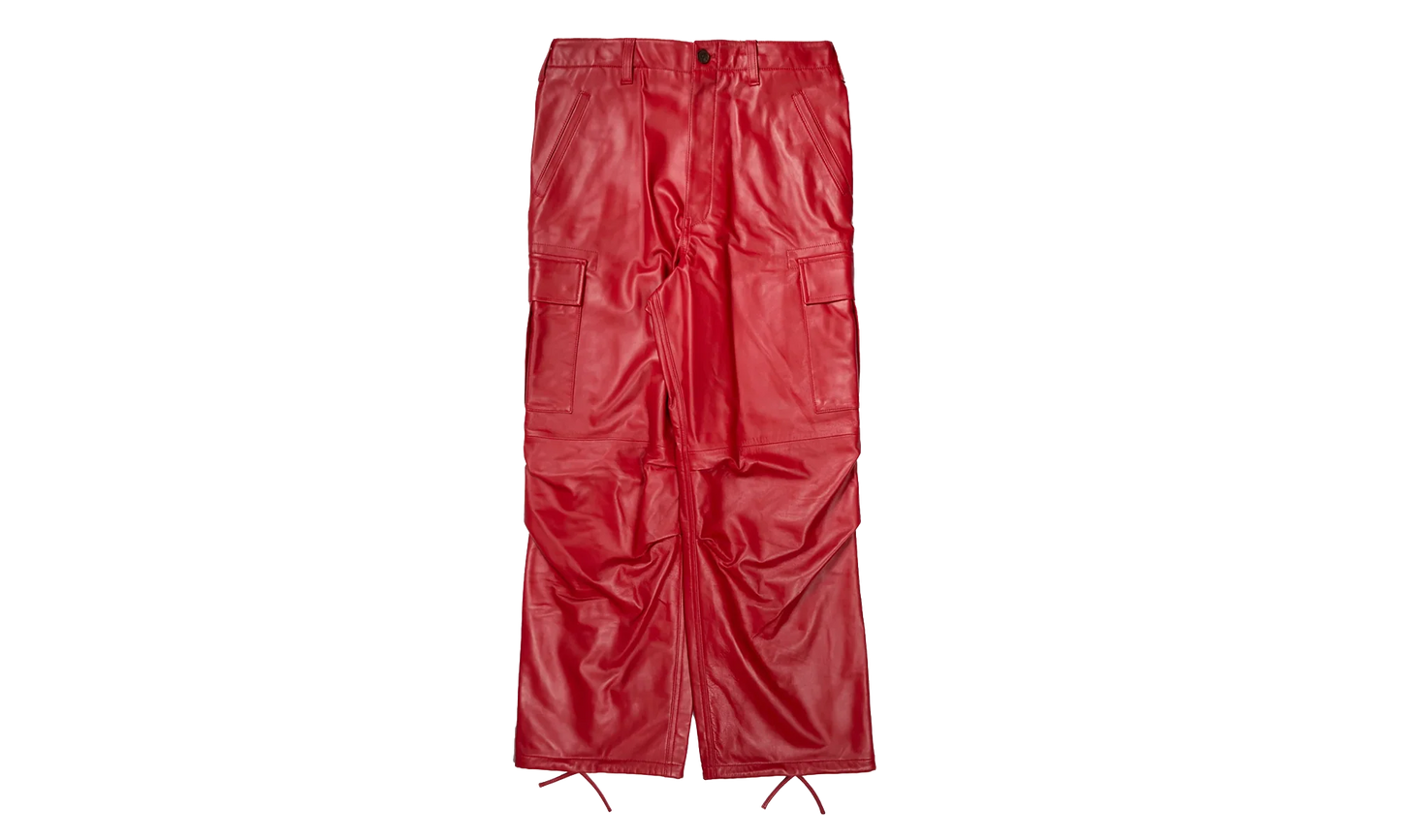 Leather Cargo Pants "Red" 12115630 RED