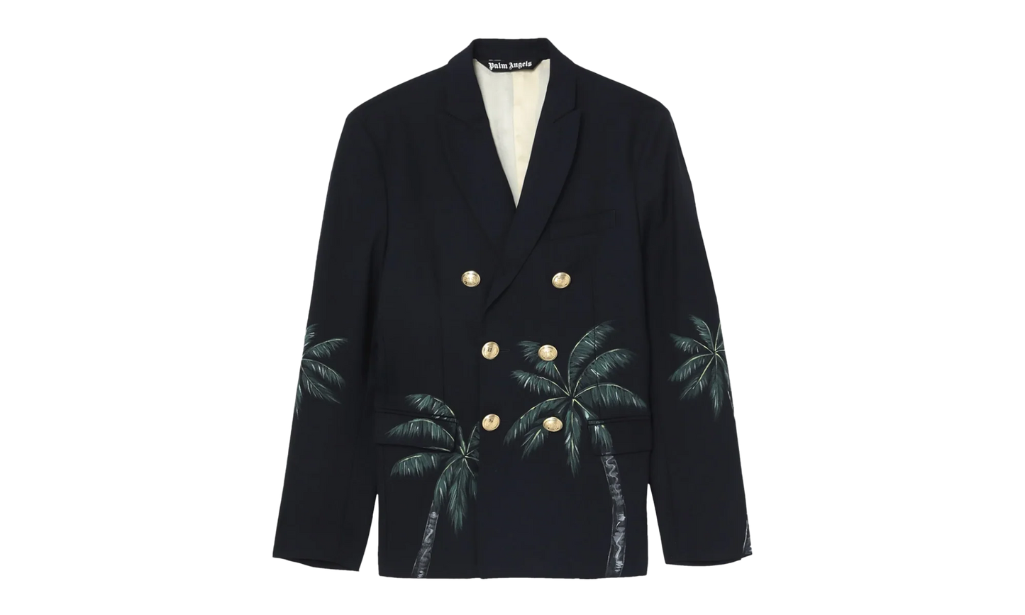 Printed double breast blazer "Black" PMEN023S23FAB0024655