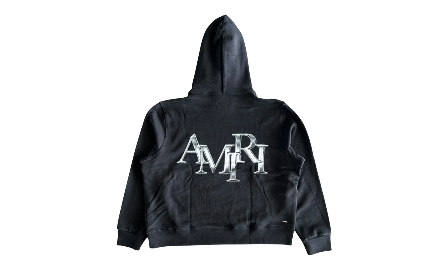 Staggered Logo Hooded Sweatshirt "Black Chrome" EXMJL002 001