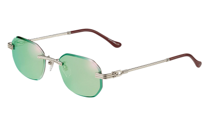 Hustler Rimless Drill Mount 24KT "White Gold / Powder Green Flash Purple" DMHU2 0050 44D2